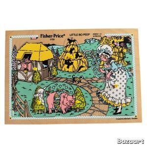 Vintage 1984 Fisher~Price 6~Piece Wooden Puzzle #2720 LITTLE BO PEEP With Box